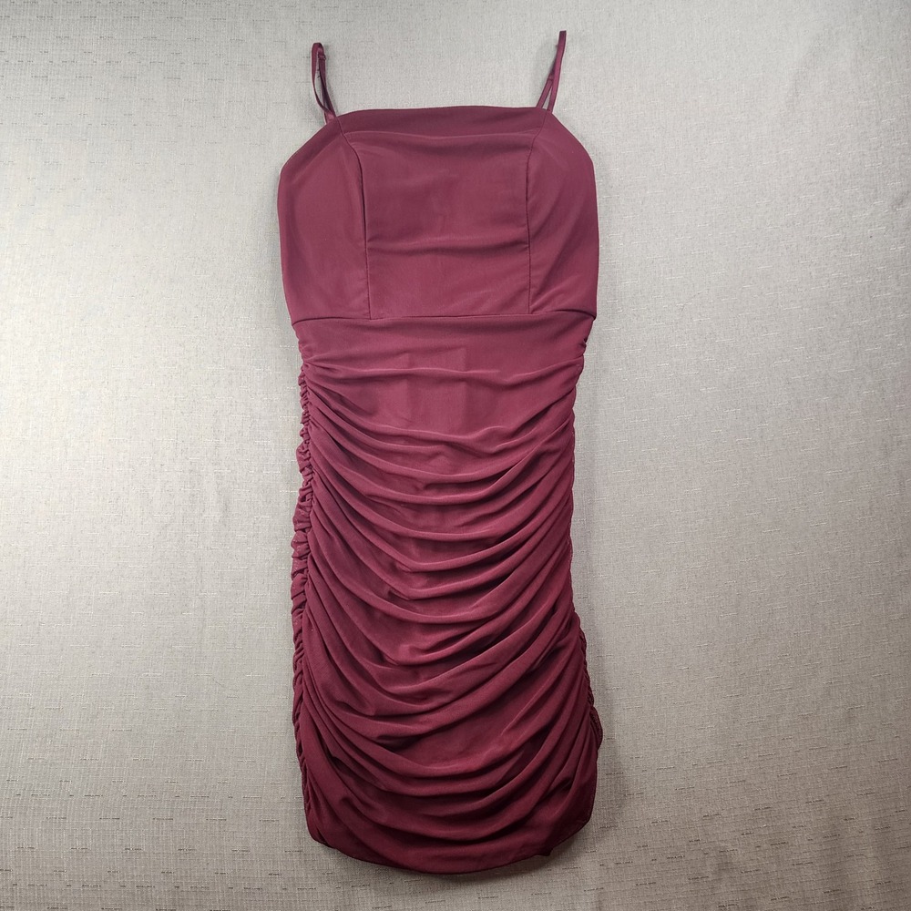 Midnight Doll Maroon Ruched Bodycon Homecoming Dress Teen Size 3 Maroon Party